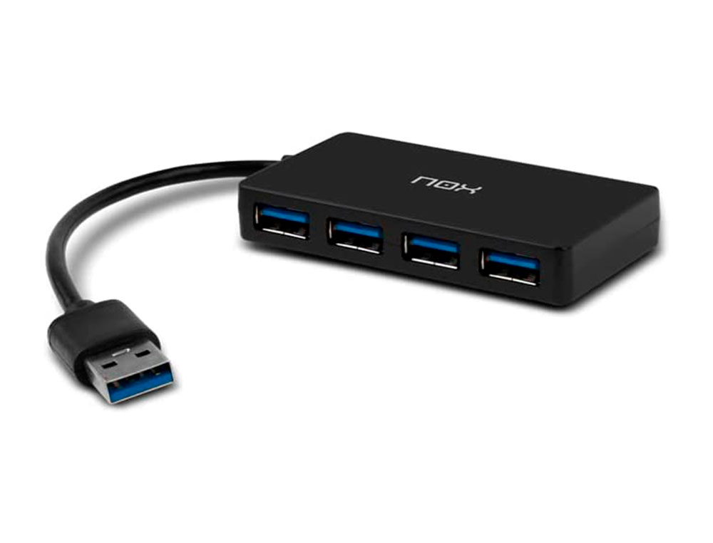HUB NOX 4 PUERTOS USB 3.0 COMPATIBLE CON WINDOWS MAC Y LINUX