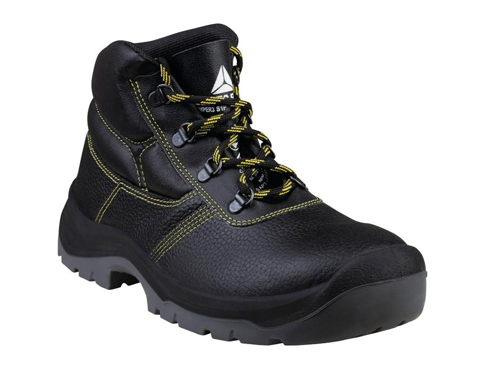 BOTAS DELTAPLUS DE SEGURIDAD PIEL CRUPON PIGMENTADA SUELA PU BI-DENSIDAD COLOR NEGRO TALLA 43