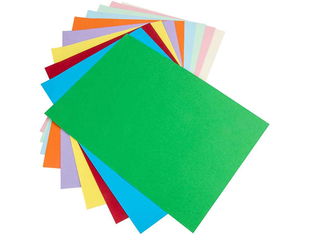 CARTULINA LIDERPAPEL 50X65 CM 180G/M2 25 COLORES SURTIDOS PAQUETE DE 25 HOJAS