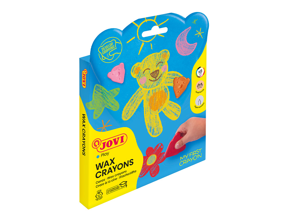 LAPICES DE CERA JOVI MY FIRST CRAYON FORMA DE OSO CAJA DE 8 UNIDADES COLORES SURTIDOS