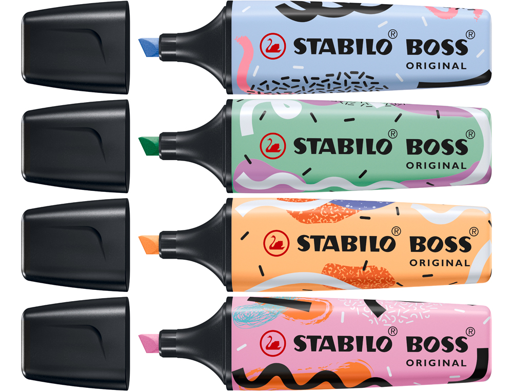 ROTULADOR STABILO BOSS FLUORESCENTE ORIGINAL PASTEL BY JU SCHNEE EXPOSITOR DE 30 UNIDADES COLORES SURTIDOS