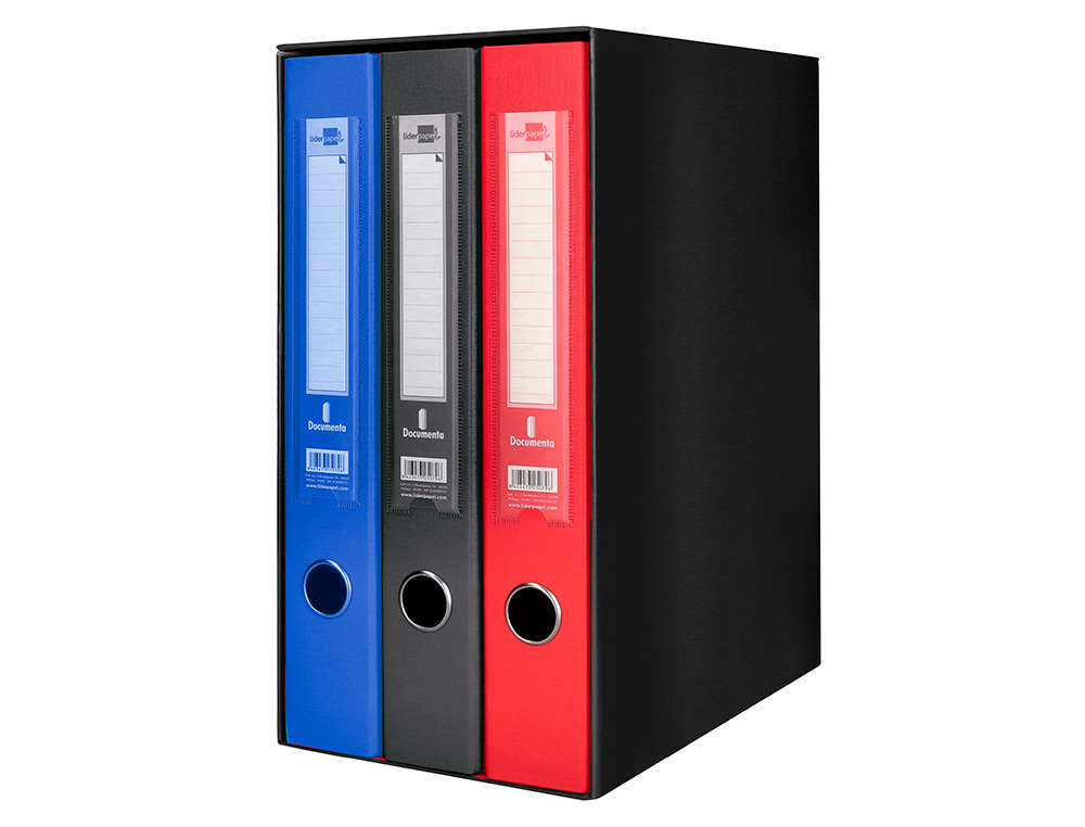 MODULO LIDERPAPEL 3 ARCHIVADORES FOLIO 2 ANILLAS MIXTAS 40MM COLORES SURTIDOS