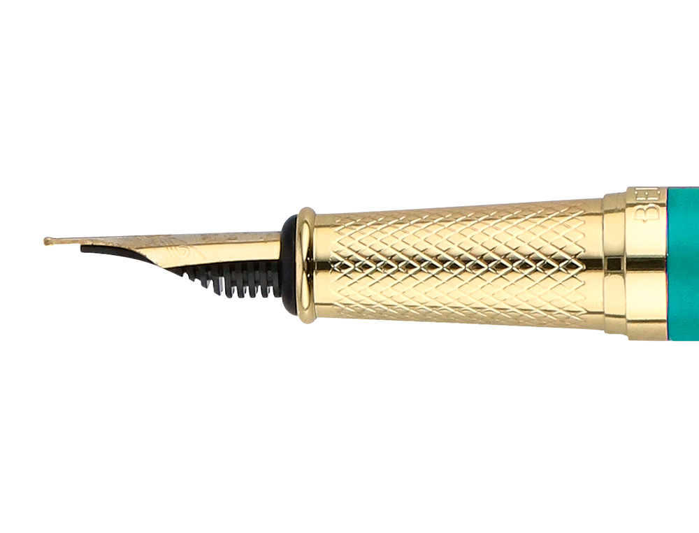 PLUMA Y ESTUCHE BELIUS SOIREE COLOR ART DECO TURQUESA DORADO TINTA AZUL CAJA DE DISEÑO