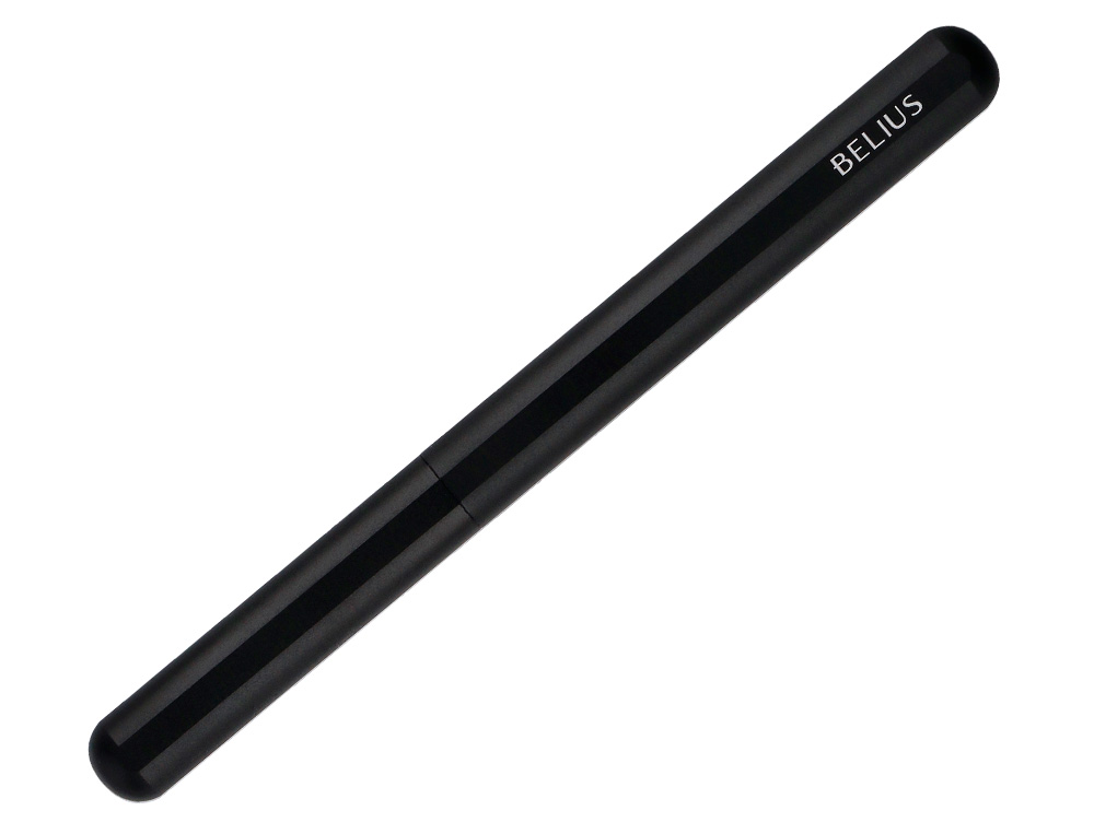 PLUMA Y FUNDA DE SIMILPIEL BELIUS SPACE B COLOR MINIMALISTA NEGRO TINTA AZUL CAJA DE DISEÑO