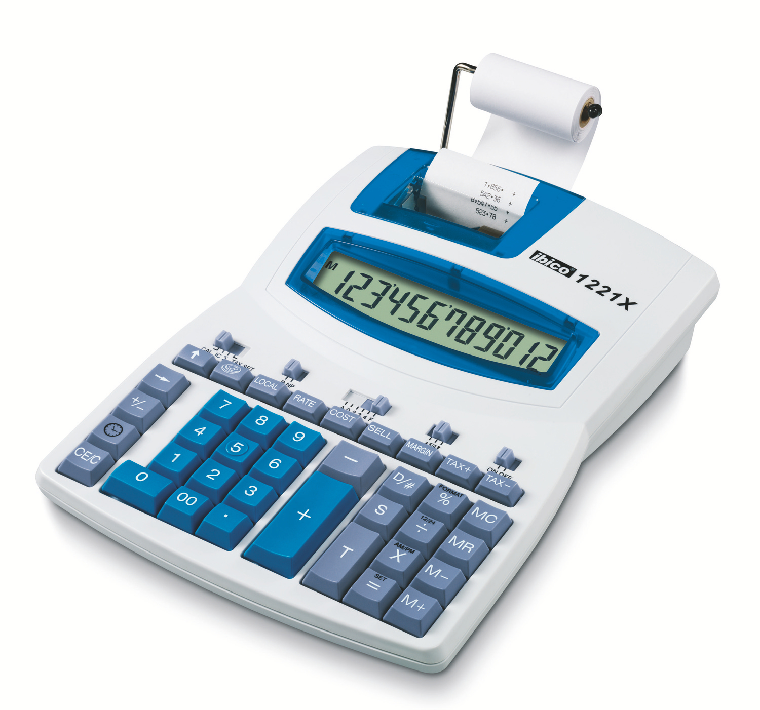 CALCULADORA IBICO 1221X IMPRESORA PANTALLA LCD ANGULADA PAPEL 57 MM 12 DIGITOS IMPRESION BICOLOR