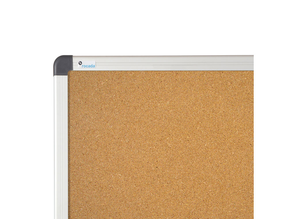 PIZARRA CORCHO ROCADA MARCO ALUMINIO CON CANTONERAS 90X120 CM