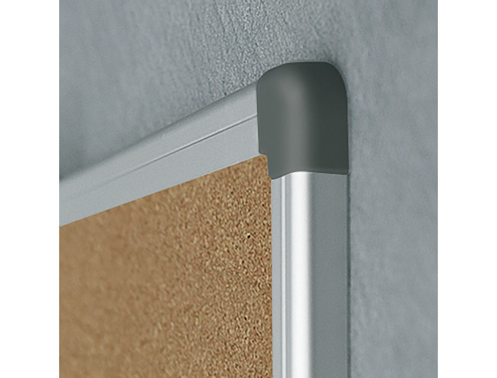 PIZARRA CORCHO ROCADA MARCO ALUMINIO CON CANTONERAS 90X120 CM