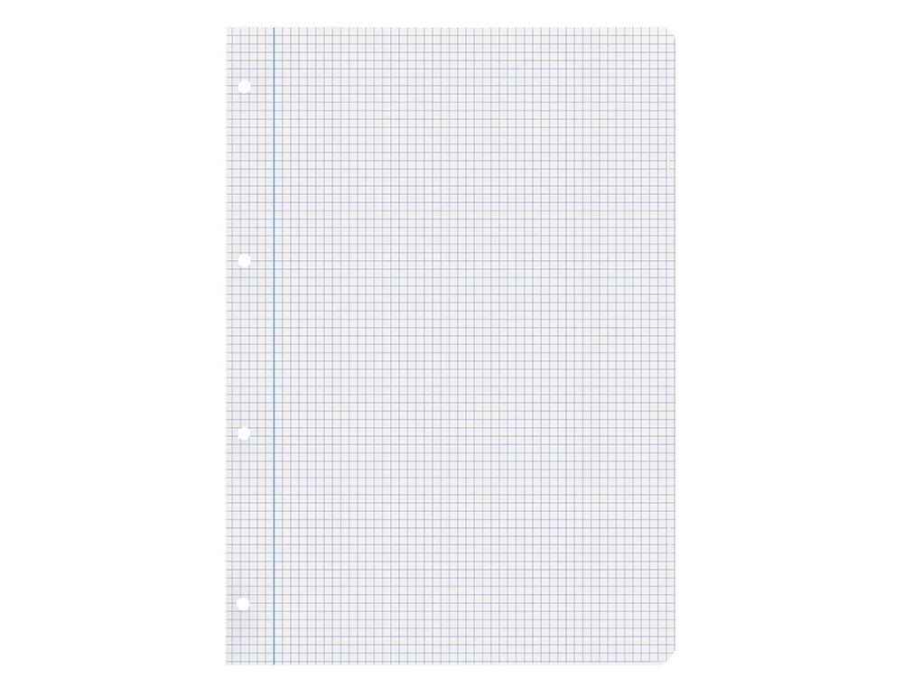 RECAMBIO LIDERPAPEL A4 200+50 HOJAS 90G/M2 CUADRO 4MM CON MARGEN 4 TALADROS