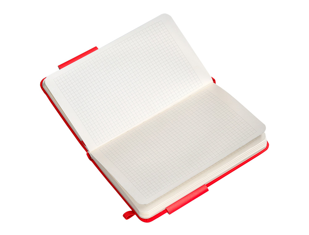 CUADERNO CON GOMILLA ANTARTIK NOTES TAPA DURA A6 HOJAS CUADRICULA ROJO 100 HOJAS 80 GR FSC