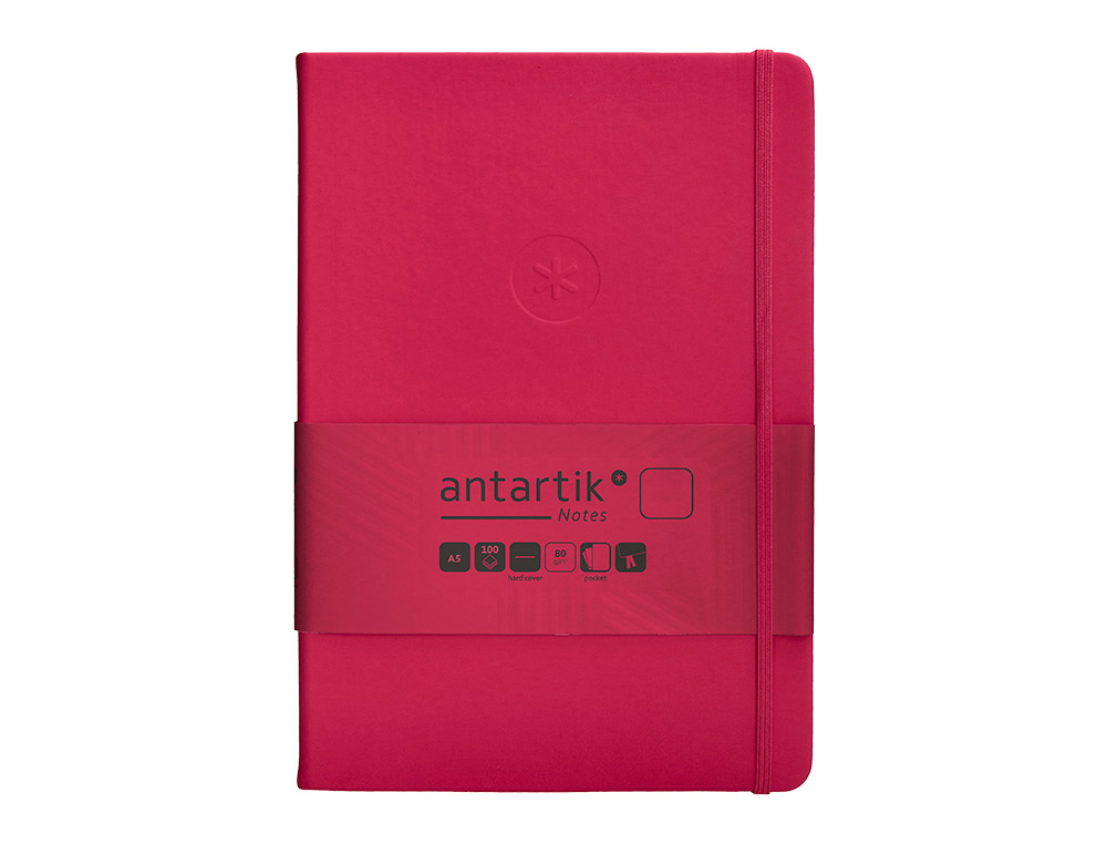CUADERNO CON GOMILLA ANTARTIK NOTES TAPA DURA A5 HOJAS LISAS BURDEOS 100 HOJAS 80 GR FSC
