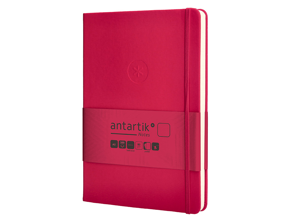 CUADERNO CON GOMILLA ANTARTIK NOTES TAPA DURA A5 HOJAS LISAS BURDEOS 100 HOJAS 80 GR FSC