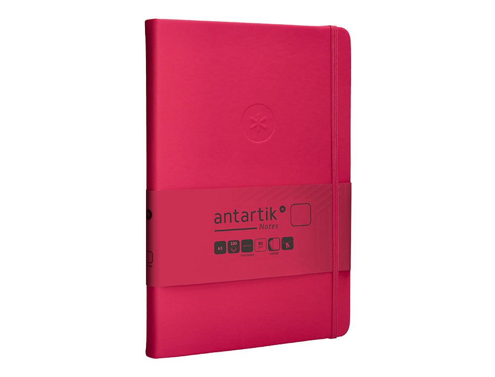 CUADERNO CON GOMILLA ANTARTIK NOTES TAPA DURA A5 HOJAS LISAS BURDEOS 100 HOJAS 80 GR FSC