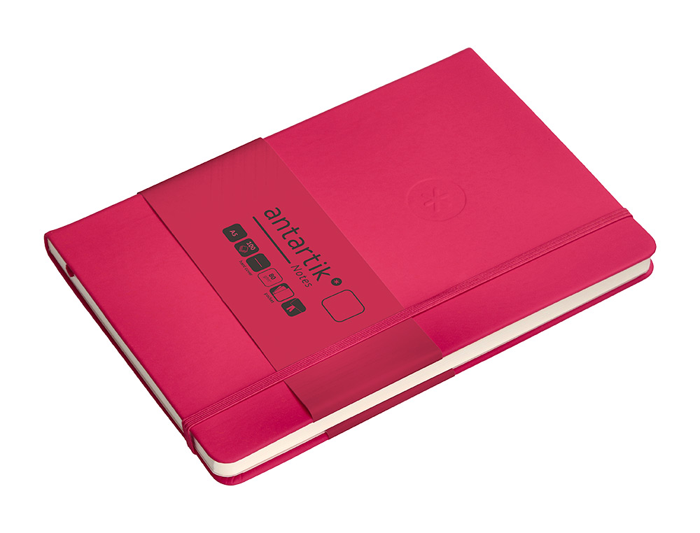 CUADERNO CON GOMILLA ANTARTIK NOTES TAPA DURA A5 HOJAS LISAS BURDEOS 100 HOJAS 80 GR FSC