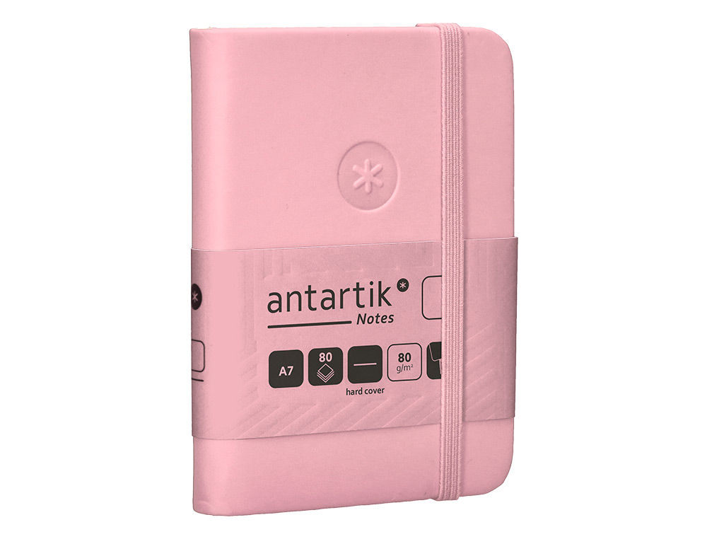 CUADERNO CON GOMILLA ANTARTIK NOTES TAPA DURA A7 HOJAS LISAS ROSA PASTEL 80 HOJAS 80 GR FSC