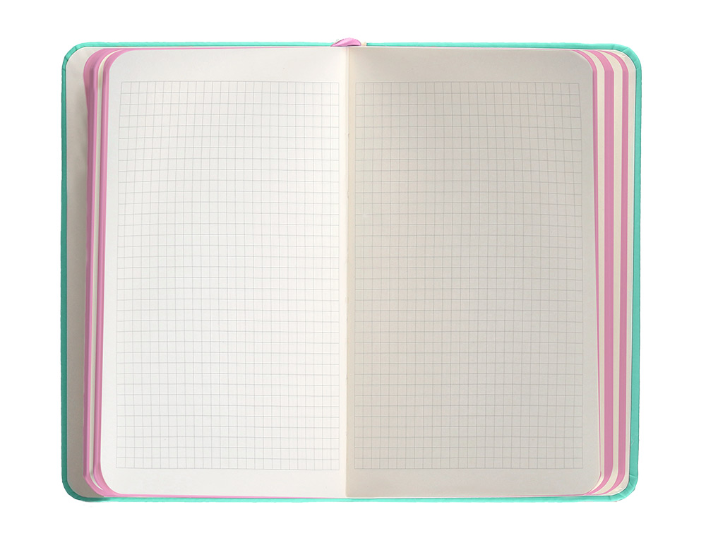 CUADERNO CON GOMILLA ANTARTIK NOTES TAPA DURA A6 HOJAS CUADRICULA ROSA Y TURQUESA 100 HOJAS 80 GR FSC