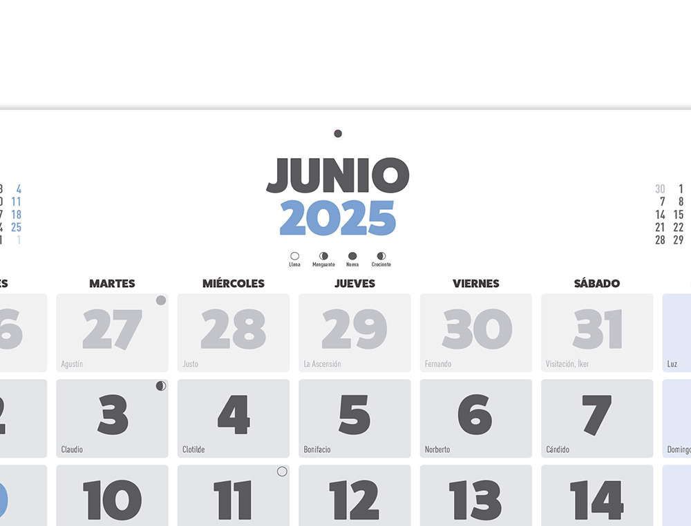 CALENDARIO PARED LIDERPAPEL CLASICO 2025 LOMO ENGOMADO 60X40 CM PAPEL 105 GR