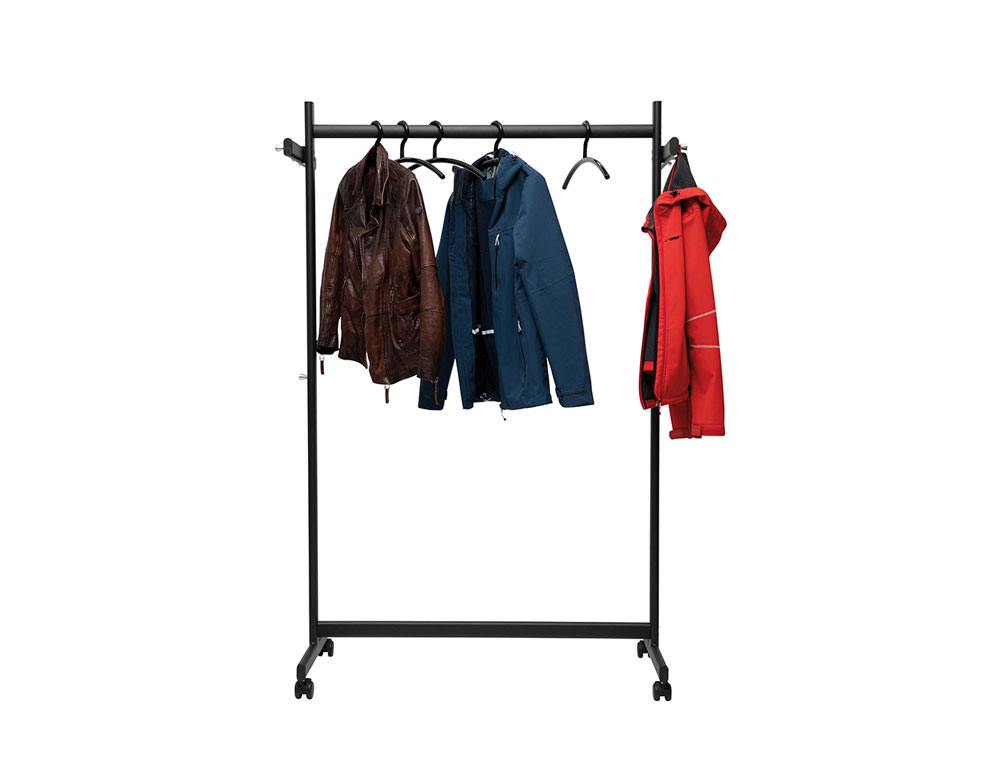 PERCHERO MAUL SAMBA 10 COLGADORES CABALLETE CON RUEDAS COLOR NEGRO 116X508X1725 MM