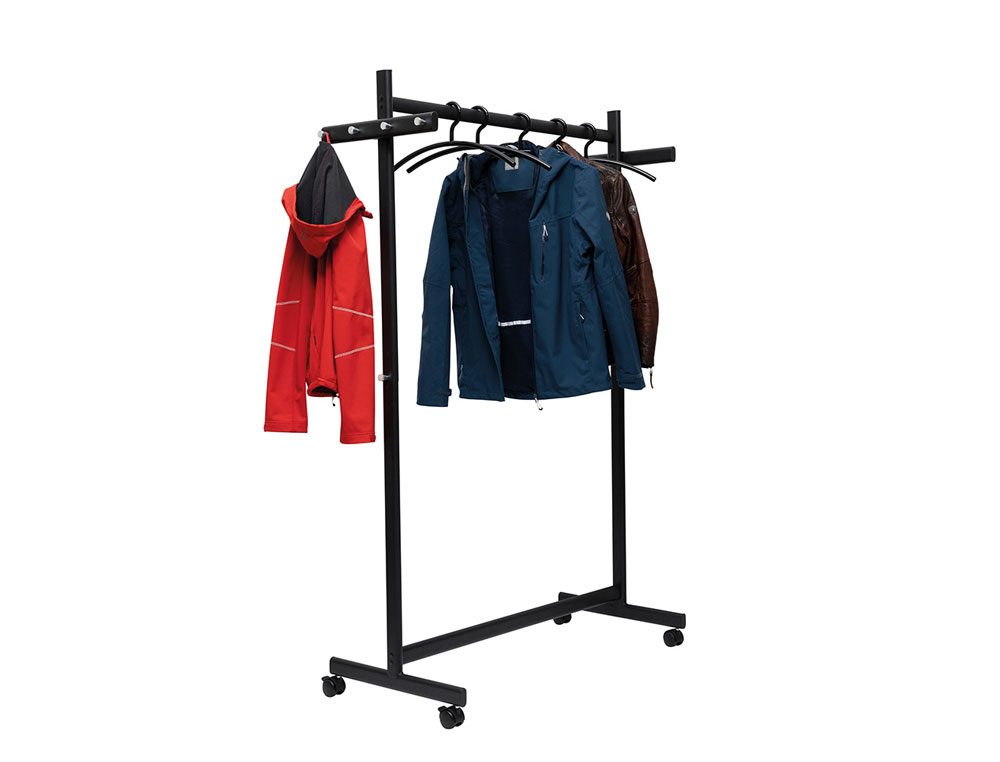 PERCHERO MAUL SAMBA 10 COLGADORES CABALLETE CON RUEDAS COLOR NEGRO 116X508X1725 MM