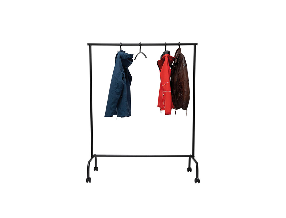 PERCHERO ROCADA MAULLIMBO CABALLETE EXTENSIBLE CON RUEDAS COLOR NEGRO 1270X505X1570 MM