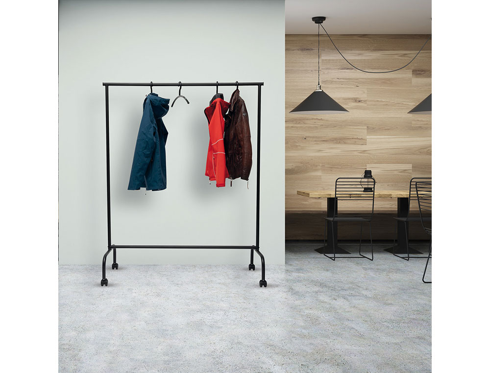 PERCHERO ROCADA MAULLIMBO CABALLETE EXTENSIBLE CON RUEDAS COLOR NEGRO 1270X505X1570 MM