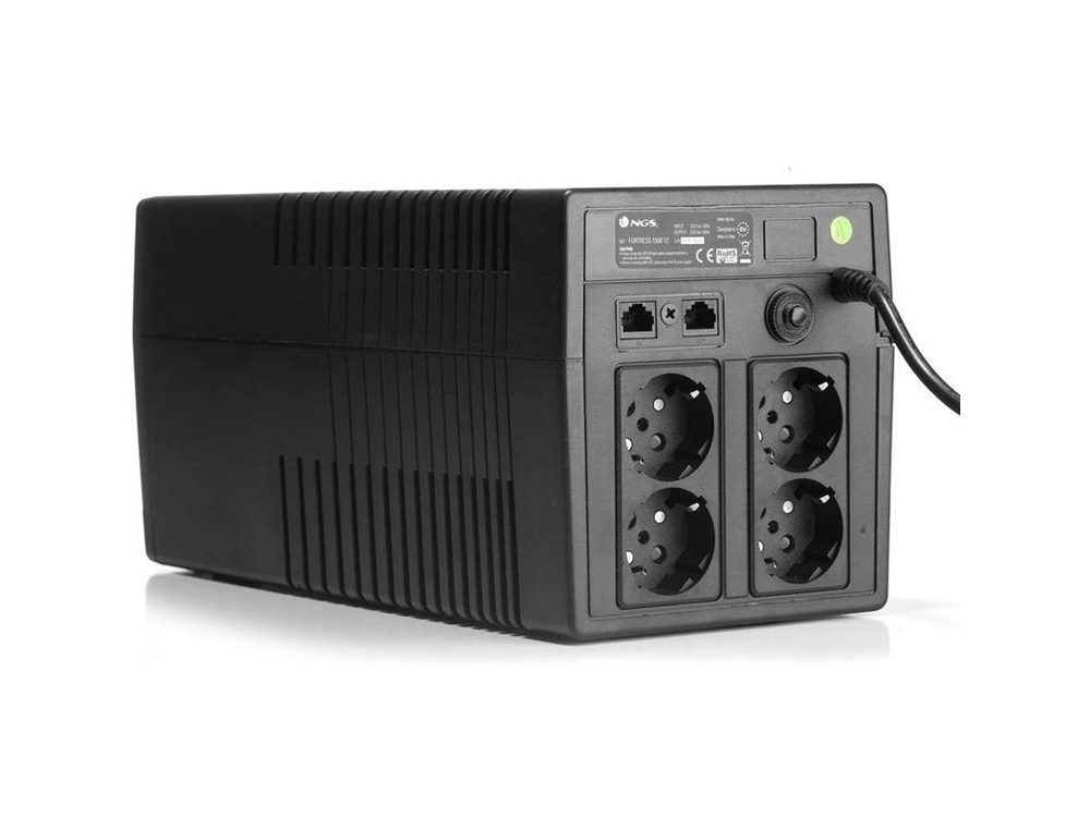SAI NGS FORTRESS 1500 V2 BATERIA 1200 VA CON 4 TOMAS CORRIENTE SCHUKO PLUG OFF LINE UPS 720W FUNCION AVR