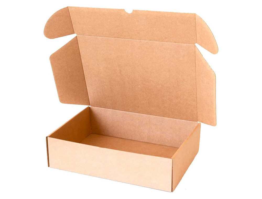 CAJA AUTOMONTABLE Q-CONNECT PARA E-COMMERCE Y REGALO CARTON RECICLADO CANAL SIMPLE 3 MM KRAFT 210X180X60 MM