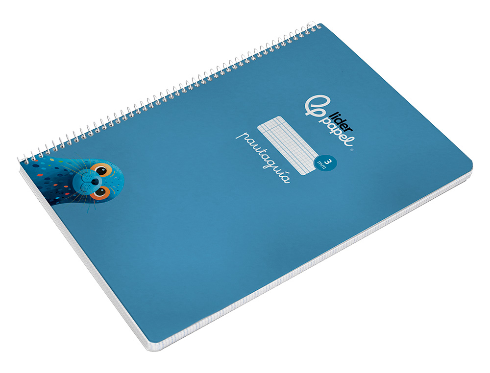 CUADERNO ESPIRAL LIDERPAPEL DIN A4 PAUTAGUIA TAPA DURA 80H 90 GR CUADRO PAUTADO 3MM COLOR AZUL