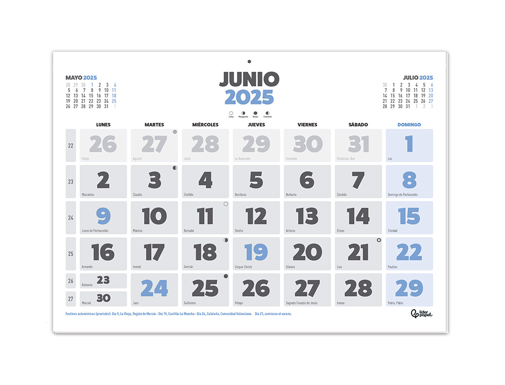 CALENDARIOS LIDERPAPEL 2025 PACK DE 24 UNIDADES DISEÑOS SURTIDOS LOTE