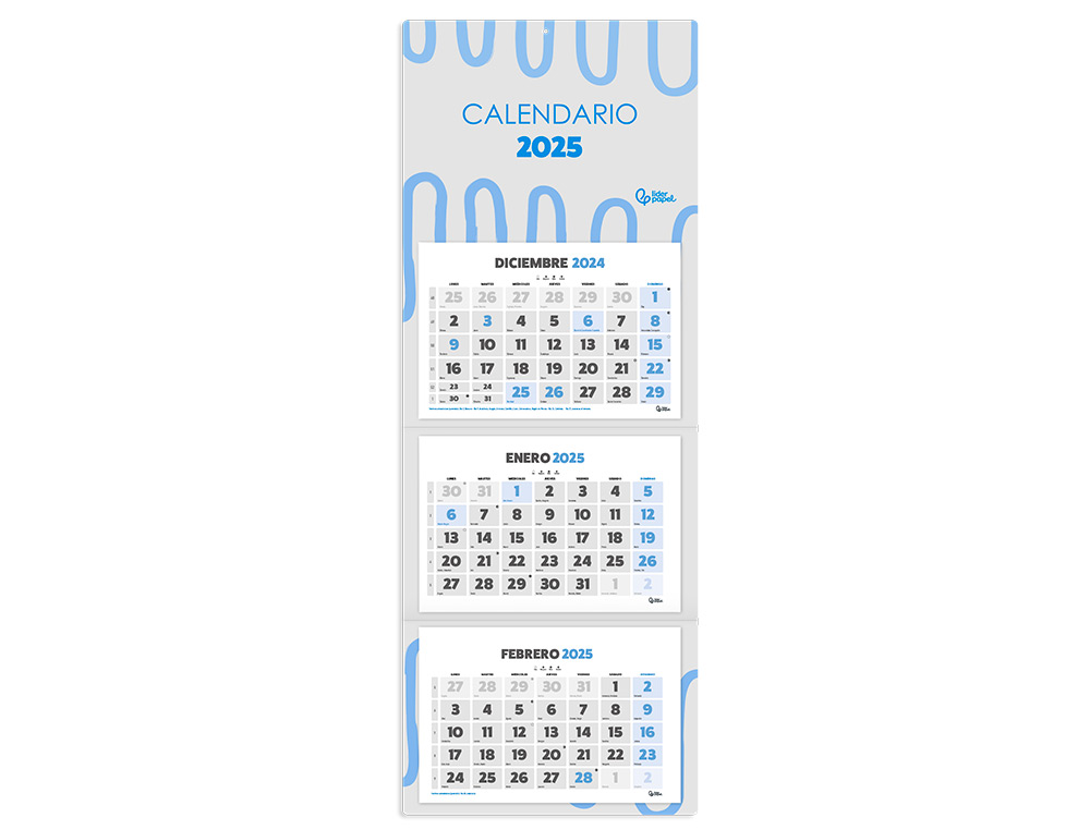 CALENDARIOS LIDERPAPEL 2025 PACK DE 24 UNIDADES DISEÑOS SURTIDOS LOTE