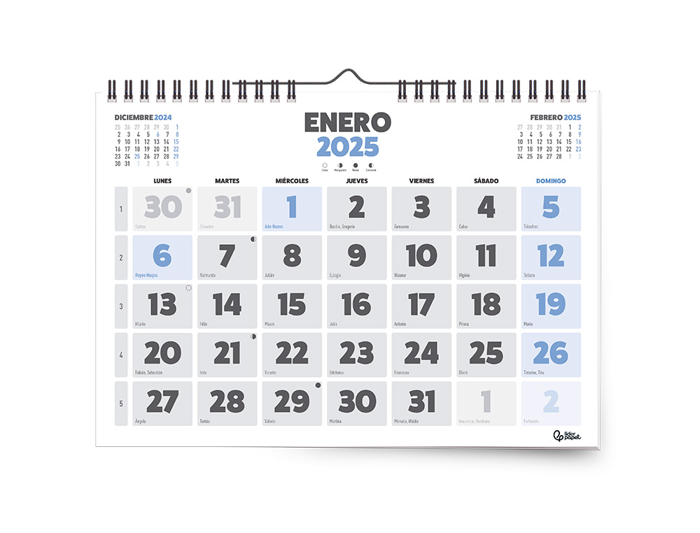 CALENDARIOS LIDERPAPEL 2025 PACK DE 24 UNIDADES DISEÑOS SURTIDOS LOTE