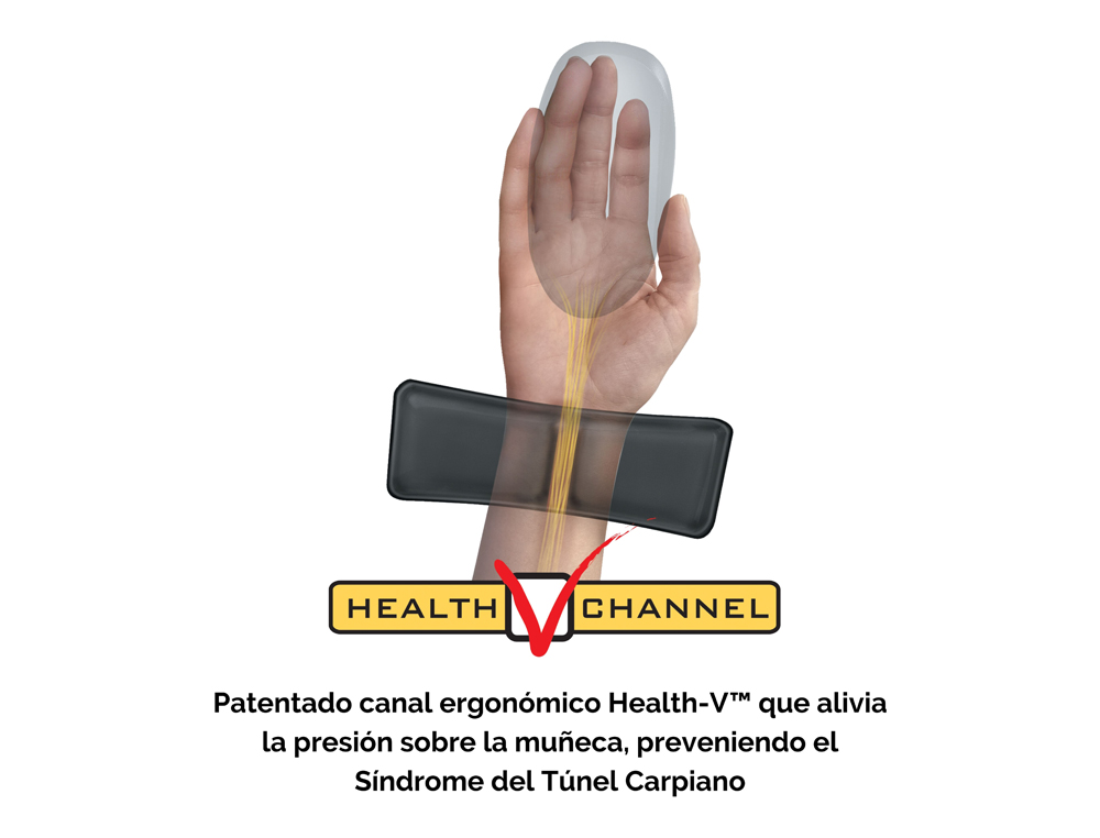 ALFOMBRILLA PARA RATON FELLOWES CANAL HEALTH-V NEGRA CON REPOSAMUECAS DE GEL 222X209,6X251 MM