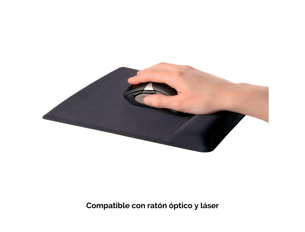 ALFOMBRILLA PARA RATON FELLOWES CANAL HEALTH-V NEGRA CON REPOSAMUECAS DE GEL 222X209,6X251 MM