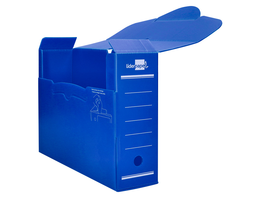 CAJA ARCHIVO DEFINITIVO PLASTICO LIDERPAPEL LOMO 100 MM AZUL 360X100X260 MM