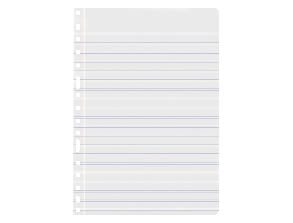 RECAMBIO LIDERPAPEL FOLIO 100 HOJAS 60GR PAUTA 5ª 2.5MM CON MARGEN 16 TALADROS