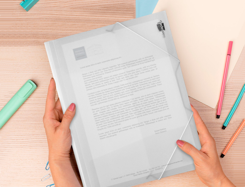 CARPETA LIDERPAPEL GOMAS SOLAPAS 34964 POLIPROPILENO DIN A4 TRANSPARENTE TRANSLUCIDO