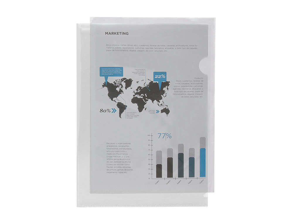 CARPETA LIDERPAPEL DOSSIER UÑERO 44004 POLIPROPILENO DIN A4 INCOLORA 20 HOJAS