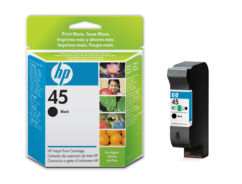 INK-JET HP DESKJET 710C 720C 810C 815C 850 870 880C 890C 895CXI 930C 950 1180C 1280 16 00C 960 970 1100C N.45 NEGRO