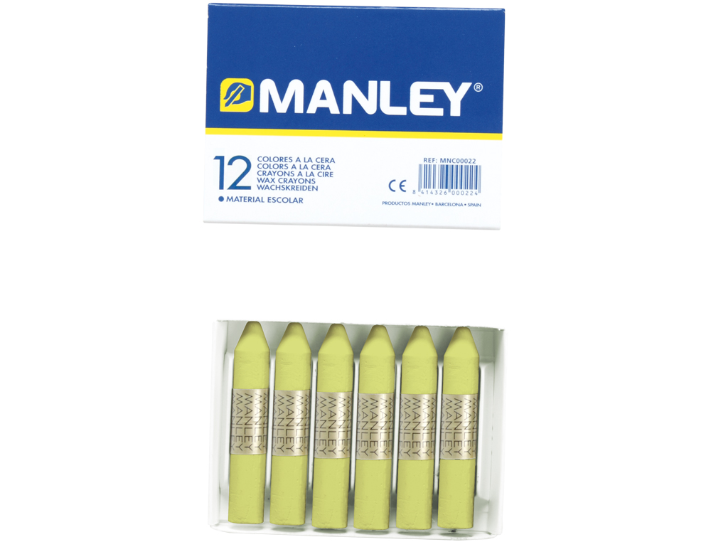 LAPICES CERA MANLEY UNICOLOR VERDE AMARILLENTO N.22 CAJA DE 12 UNIDADES