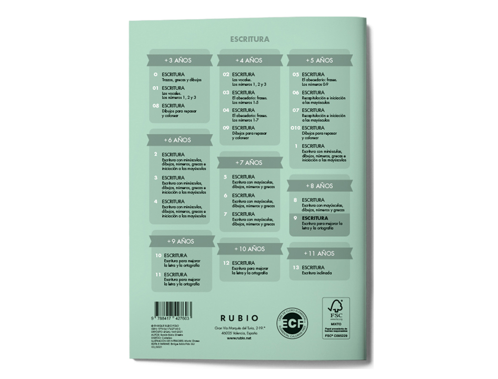 CUADERNO RUBIO CALIGRAFIA N 9