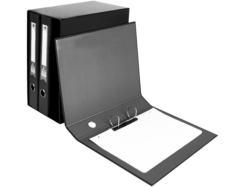 MODULO LIDERPAPEL 3 ARCHIVADORES FOLIO 2 ANILLAS MIXTAS 40MM NEGRO