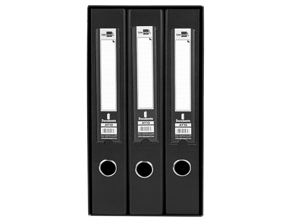 MODULO LIDERPAPEL 3 ARCHIVADORES FOLIO 2 ANILLAS MIXTAS 40MM NEGRO