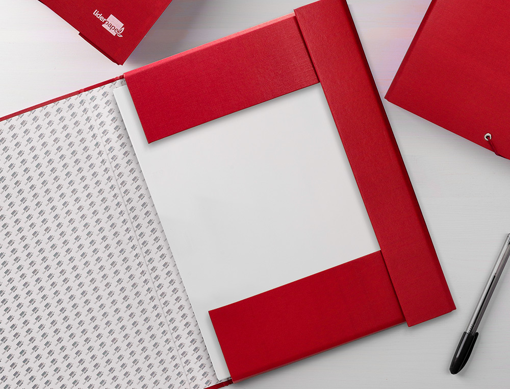 CARPETA PROYECTOS LIDERPAPEL FOLIO LOMO 90MM CARTON FORRADO ROJA