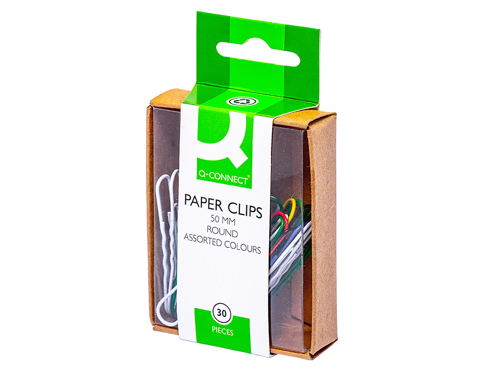 CLIPS COLORES Q-CONNECT 50 MM CAJA DE 30 UNIDADES COLORES SURTIDOS