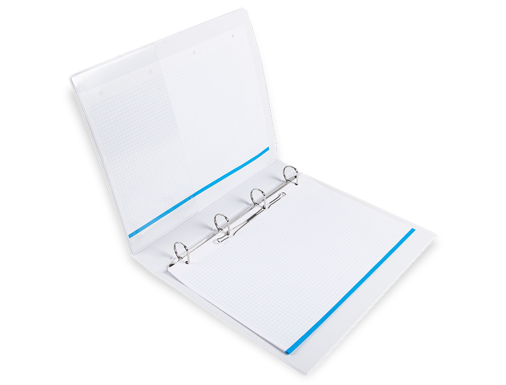 CARPETA CANGURO 4 ANILLAS MIXTAS 25MM LIDERPAPEL A4 PLASTICO COLOR BLANCO