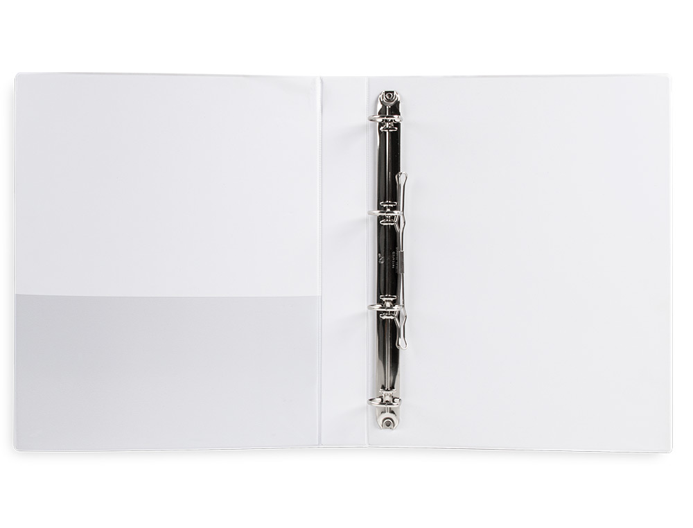 CARPETA CANGURO 4 ANILLAS MIXTAS 25MM LIDERPAPEL A4 PLASTICO COLOR BLANCO