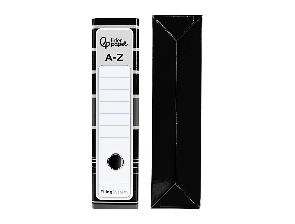 ARCHIVADOR DE PALANCA LIDERPAPEL A4 FILING SYSTEM FORRADO SIN RADO LOMO 80MM NEGRO CON CAJA Y COMPRESOR METALICO