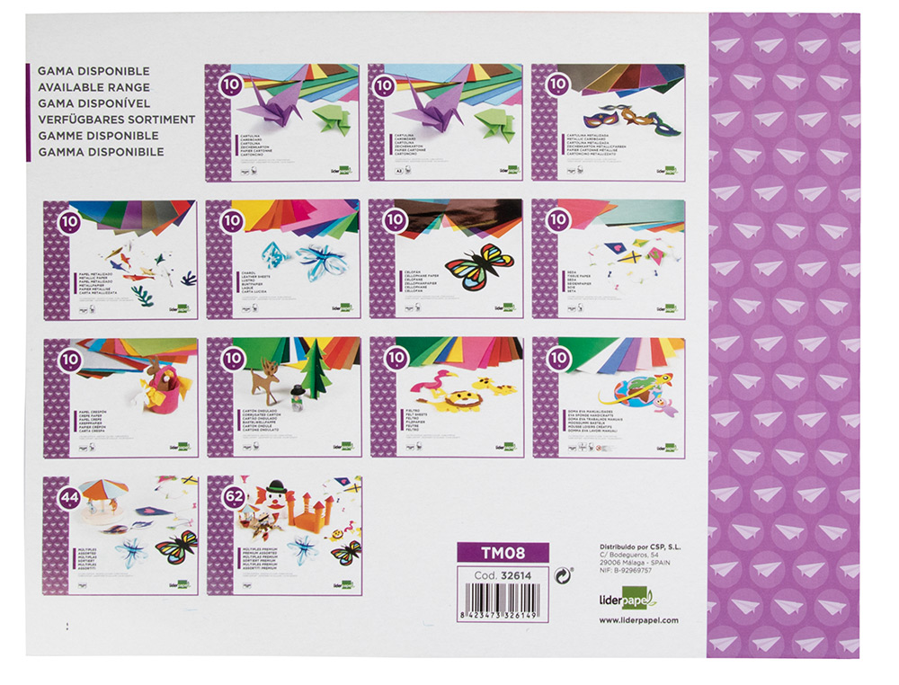 BLOC TRABAJOS MANUALES LIDERPAPEL SEDA 240X315MM 10 HOJAS COLORES SURTIDOS