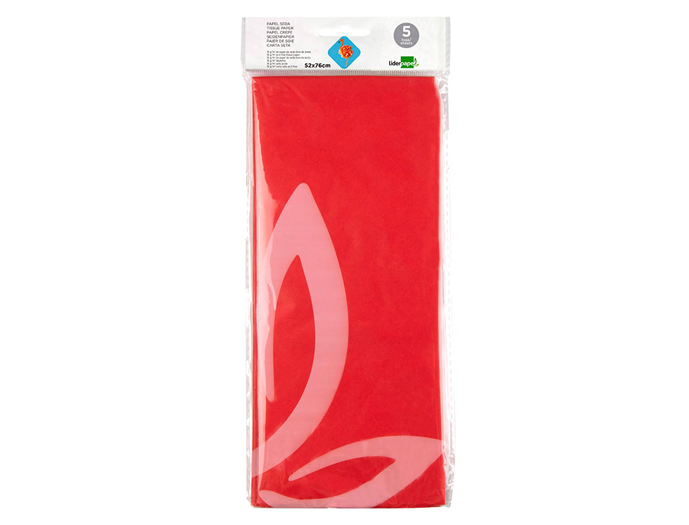PAPEL SEDA LIDERPAPEL 52X76 CM EXPOSITOR 60 BOLSAS DE 5 HOJAS 12 COLORES SURTIDOS