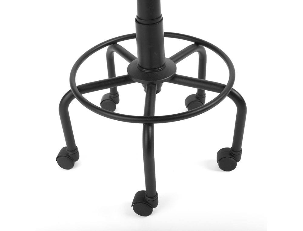 TABURETE CON RESPALDO ROCADA PARA MESA DE DIBUJO NEGRO REGULABLE EN ALTURA HASTA 725 MM TELA IGNIFUGA