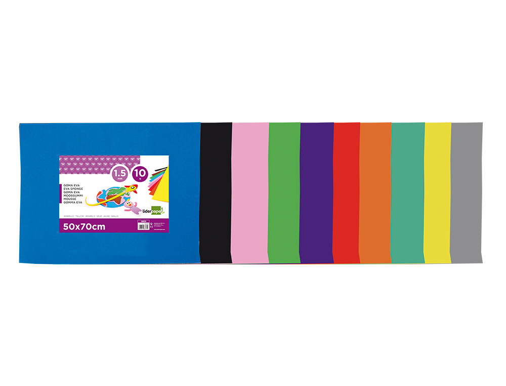 GOMA EVA LIDERPAPEL 50X70CM 60G/M2 ESPESOR 1.5MM NEGRO